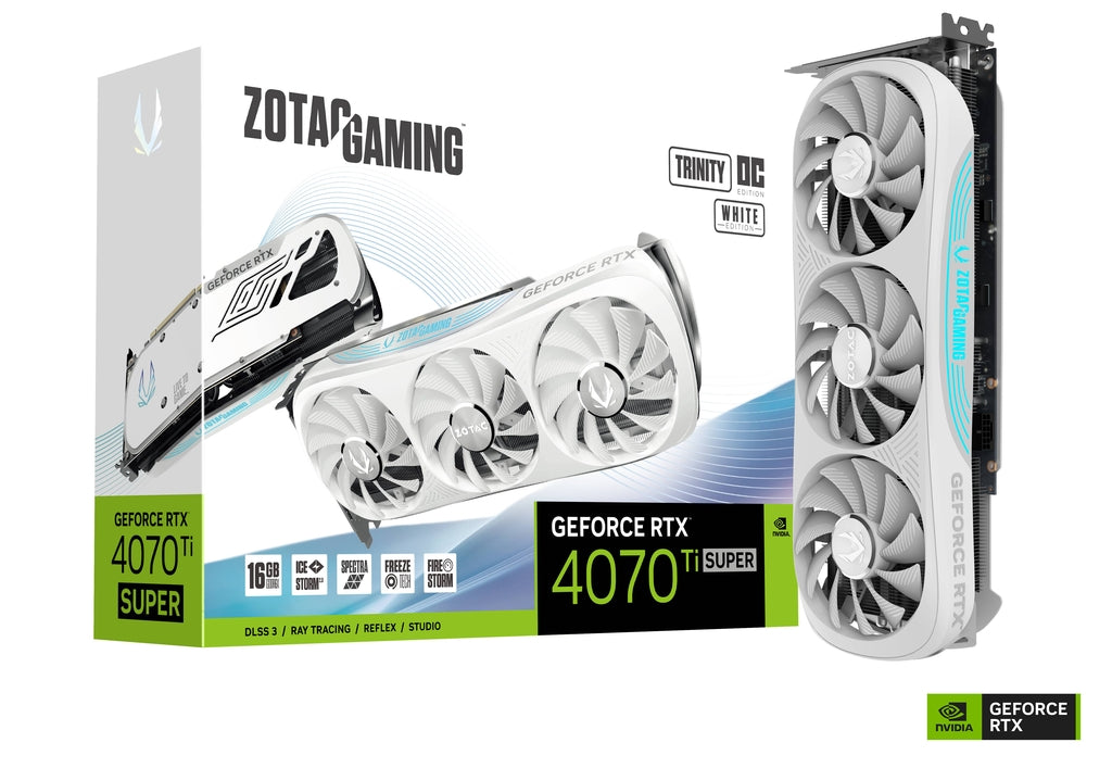 ZOTAC Graphic Card RTX 4070 Ti SUPER 16GB Trinity White OC ZOTAC Graphic Card RTX 4070 Ti SUPER 16GB Trinity White OC